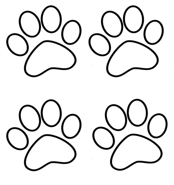 Dog Paw Print Outline Sketch Coloring Page